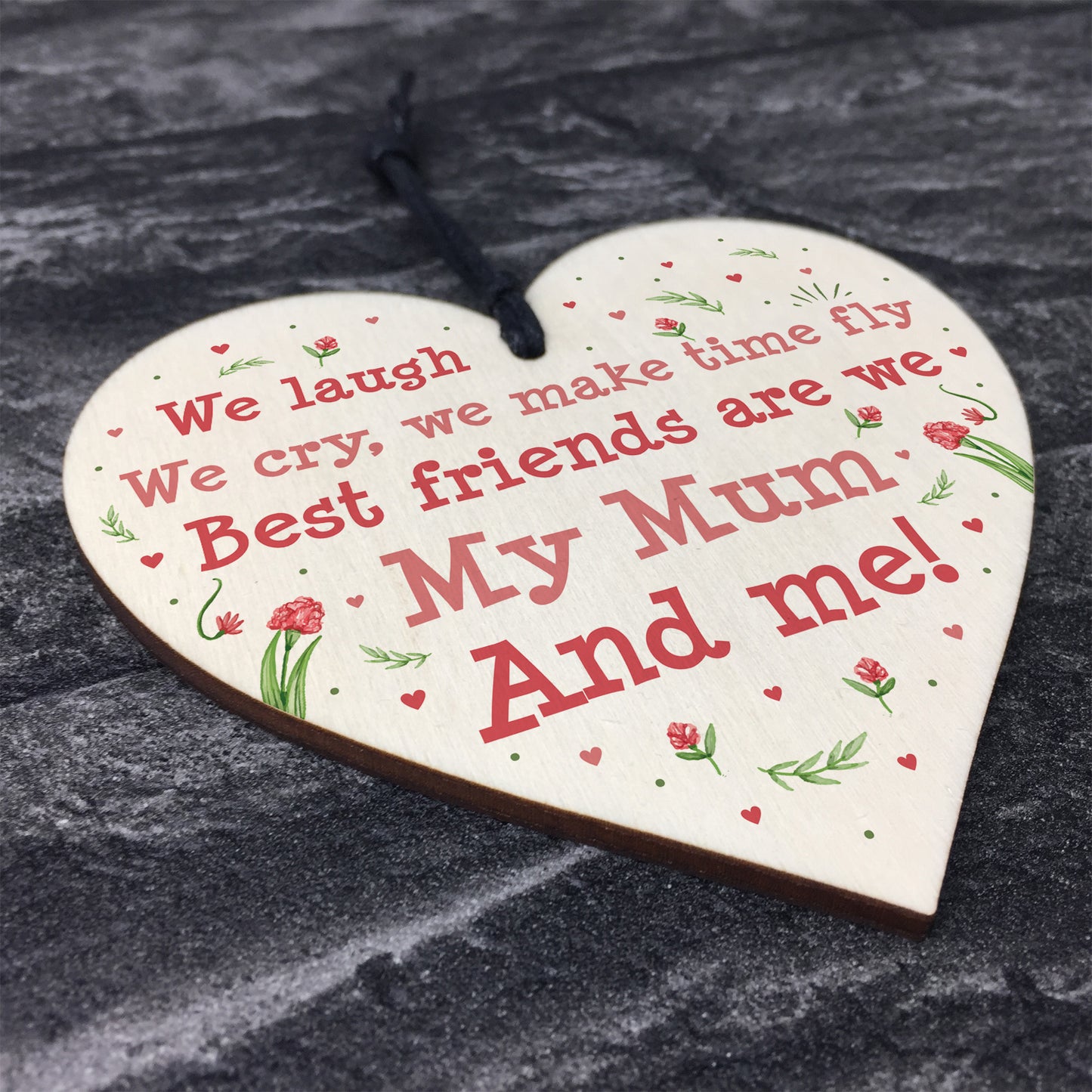 Cute Mum Gift Best Friend Wooden Heart Mother Daughter Gift