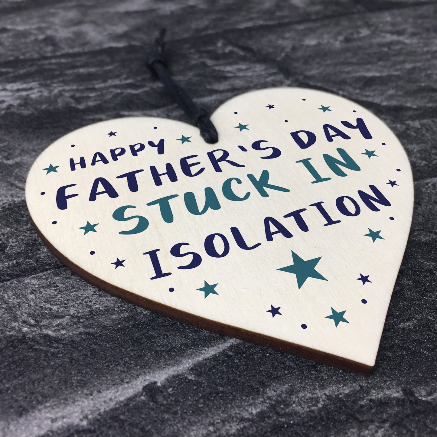 Funny Fathers Day Gift Isolation Lockdown Gift Wooden Heart Gift