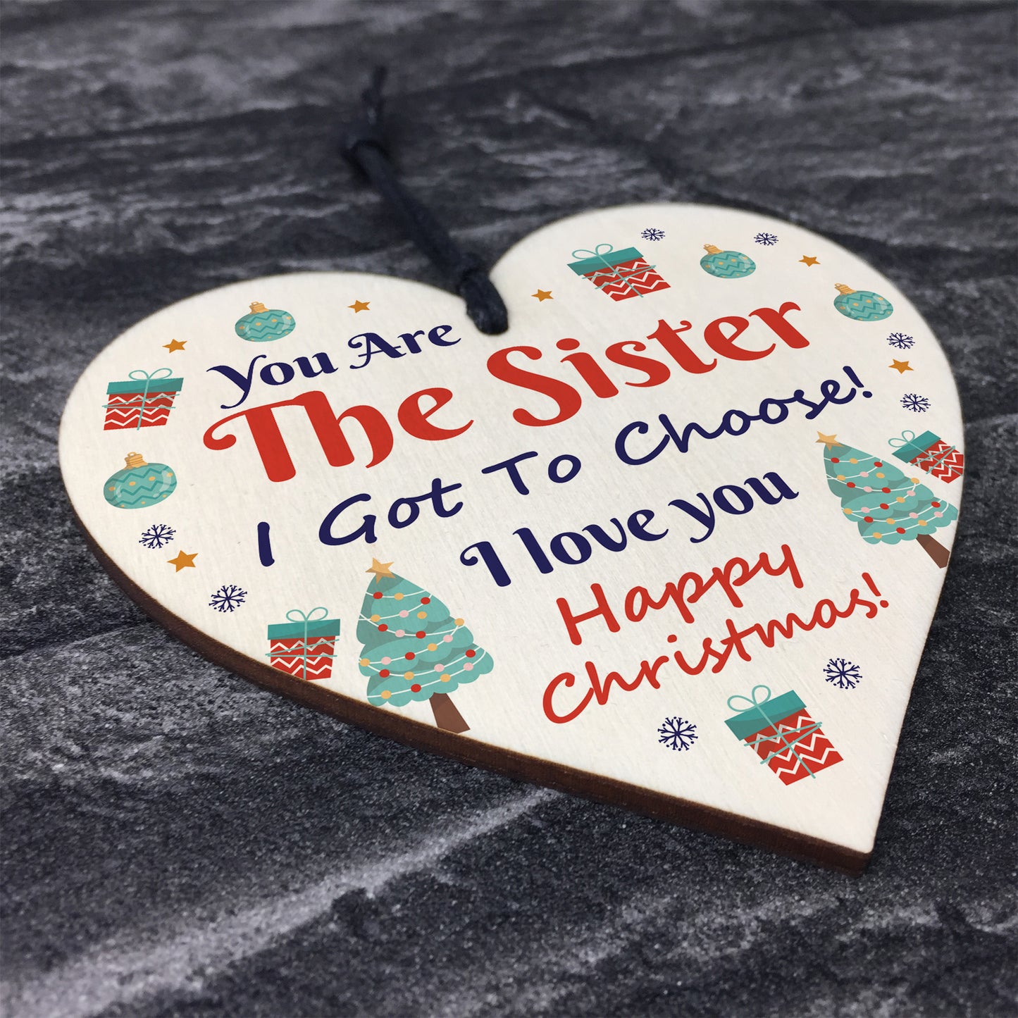 Best Friend Christmas Gifts Wooden Heart Tree Decoration Friend