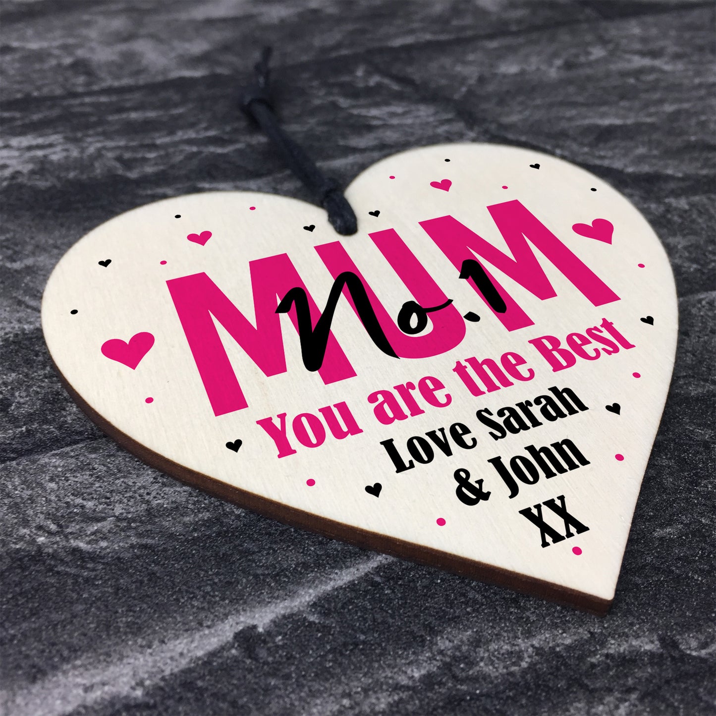 No 1 Mum Gift Personalised Hanging Heart Birthday Christmas Gift