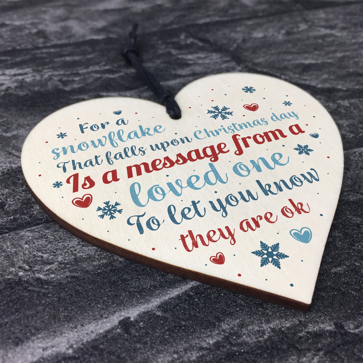 Memorial Christmas Tree Decoration Wooden Hanging Heart Plaque