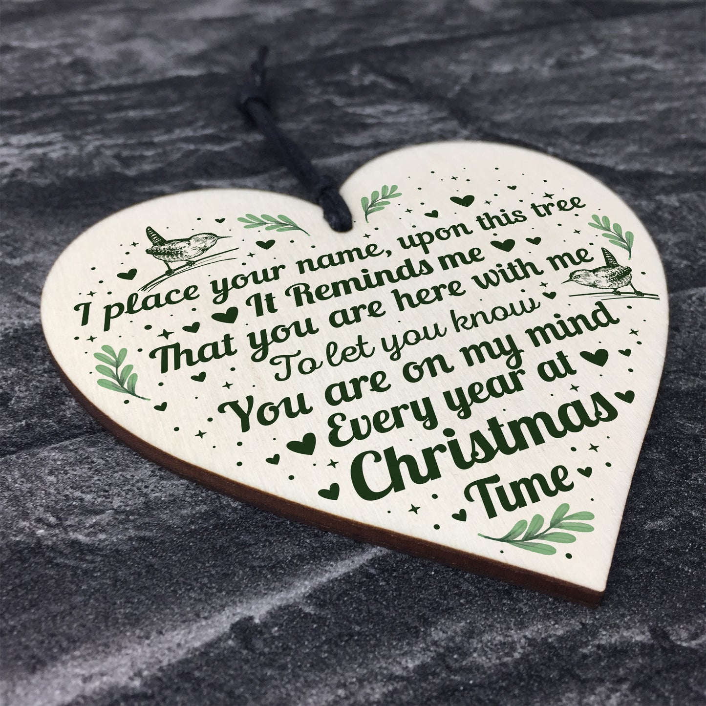 Christmas Time Memorial Bauble Tree Decoration Wooden Chic Gifts