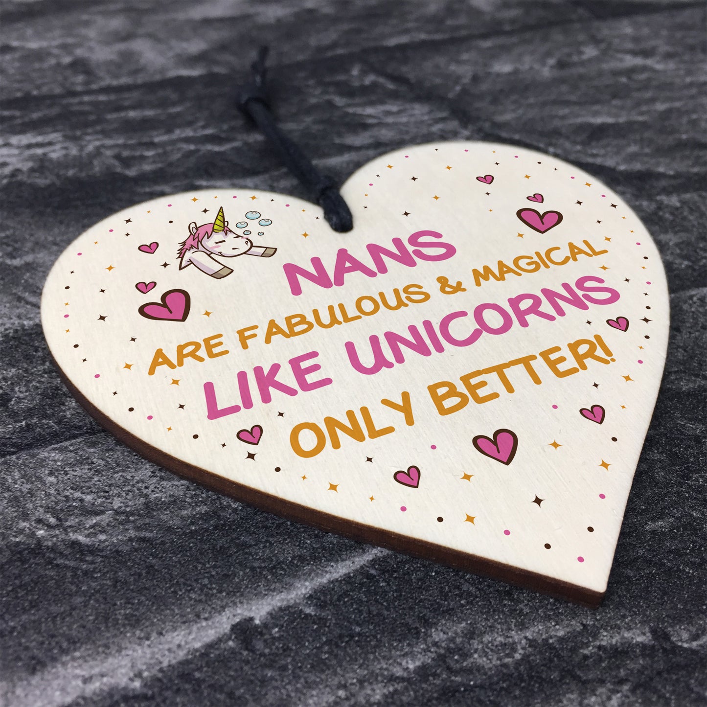 Nan Plaque Wood Heart Funny Nan Gift For Birthday Xmas Unicorn