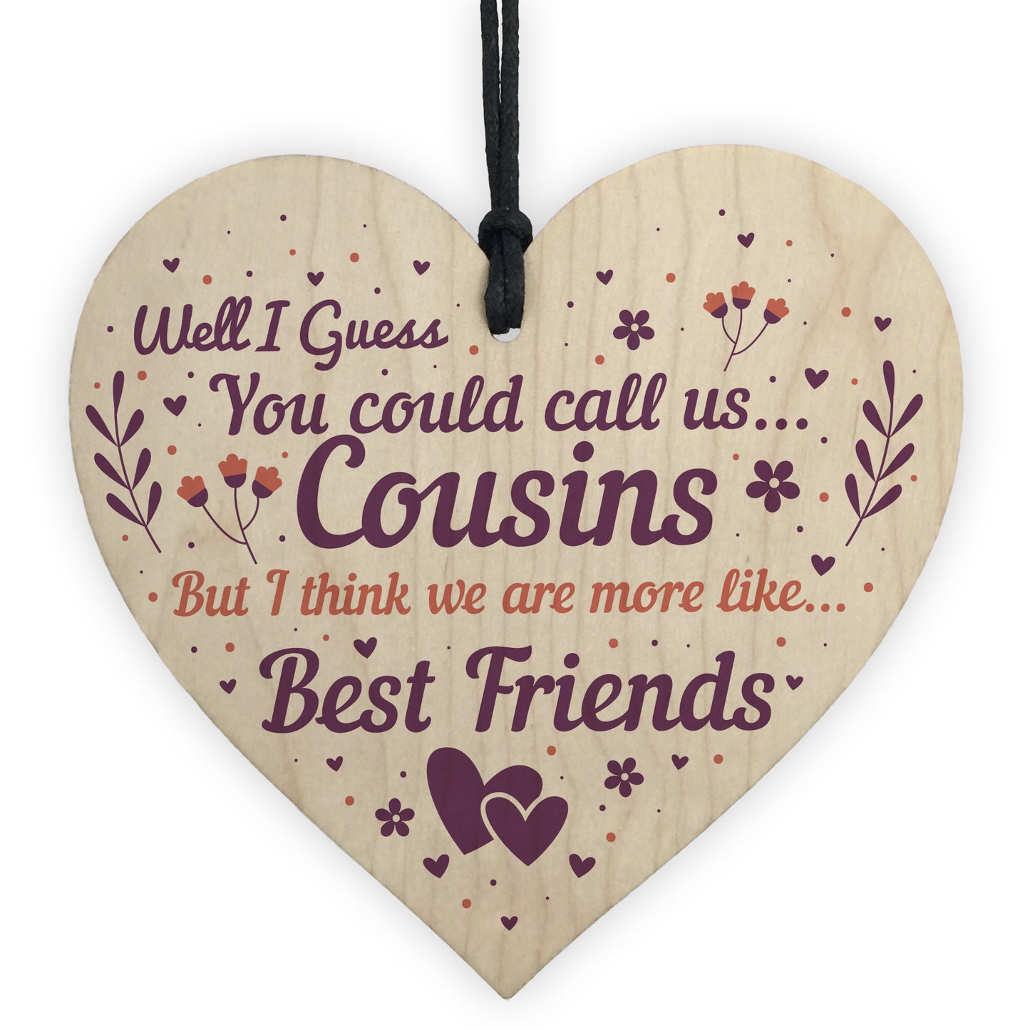 Christmas Gift For Cousin Pack of 4 Wooden Hanging Hearts Cousin