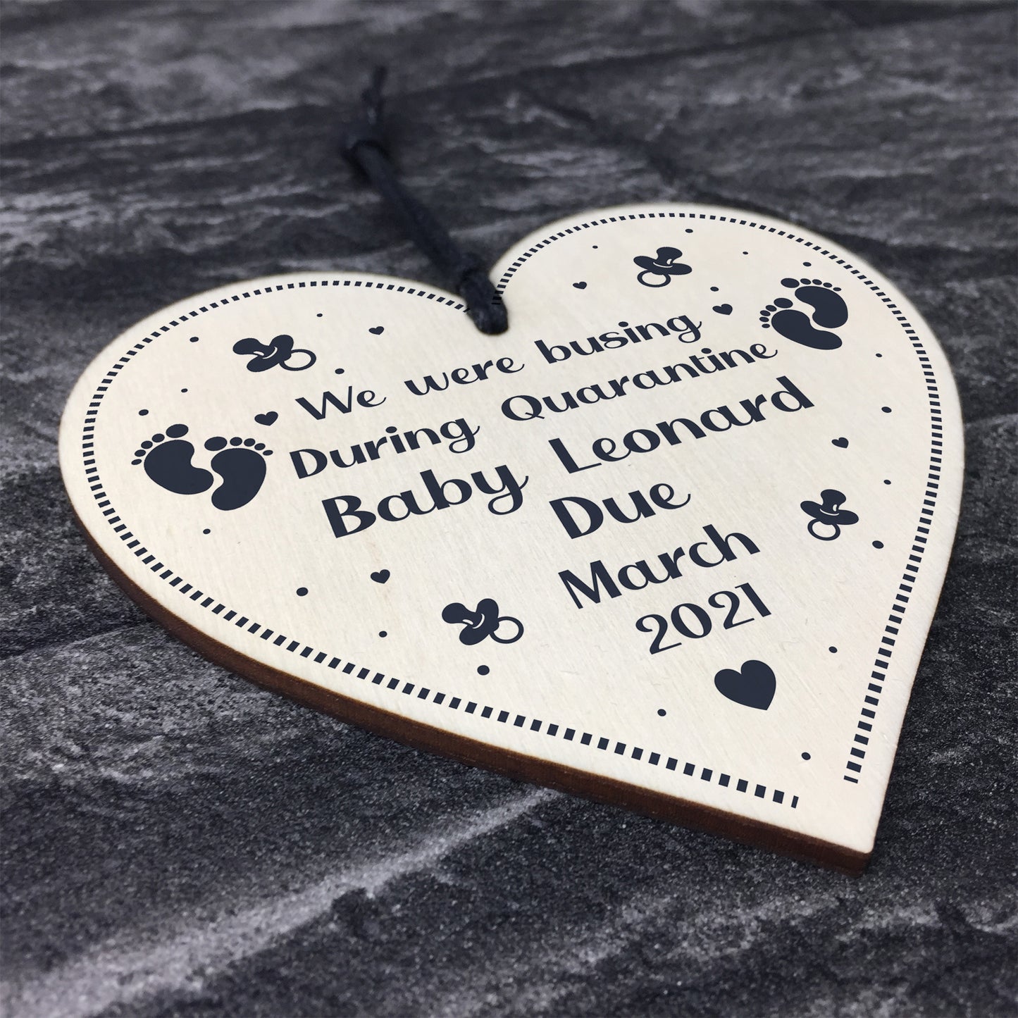 Funny Quarantine Baby Annoucement Gift Wood Heart Baby Gift
