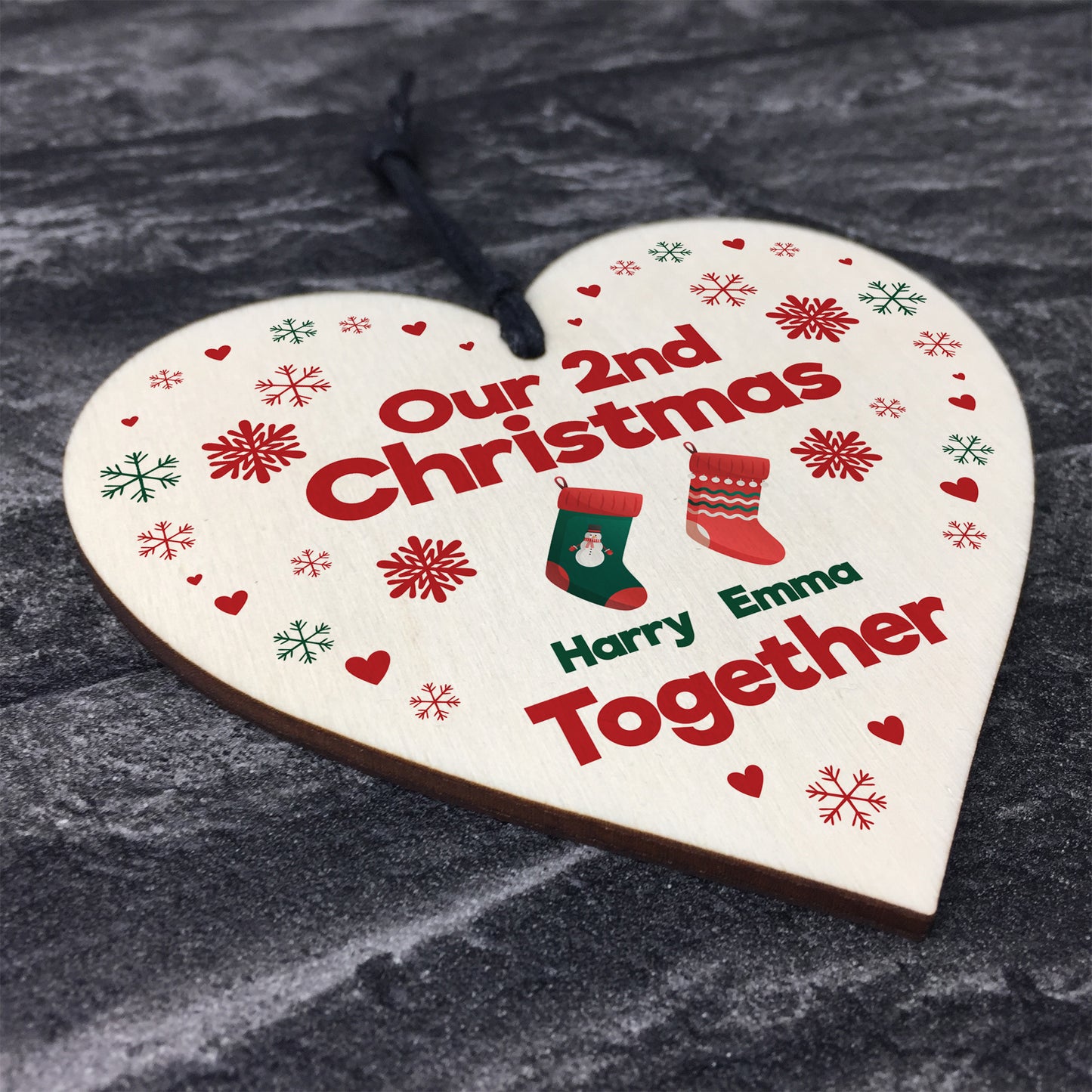 Personalised Our 2nd Christmas Together Bauble Heart Decoration