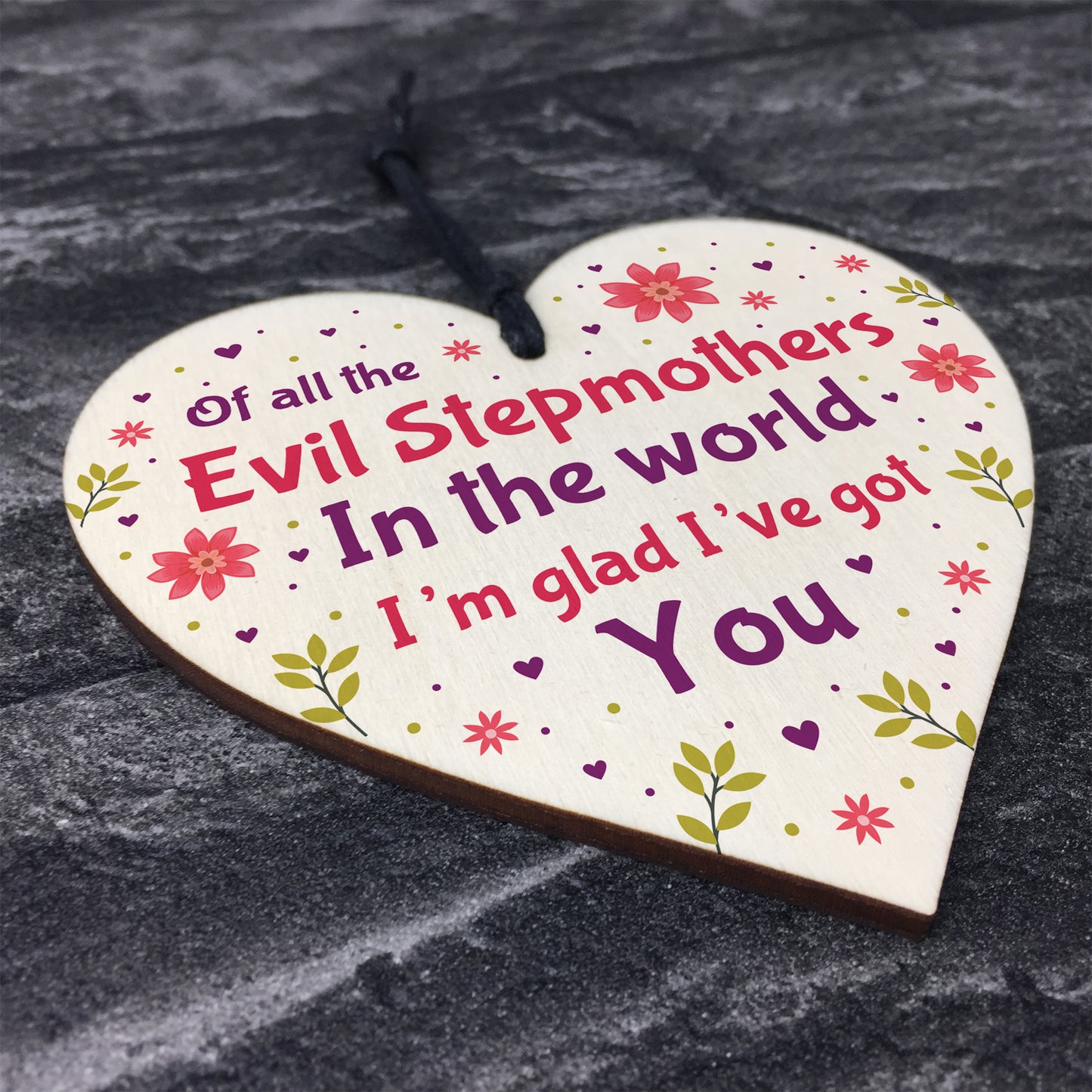 Handmade Stepmum Gifts Wooden Heart Funny Stepmum Birthday Gift