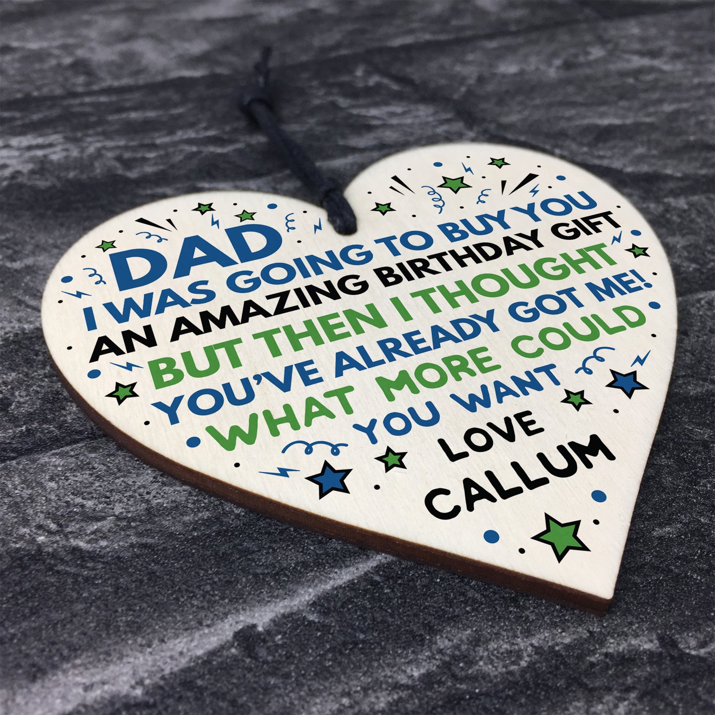 Superhero DAD Birthday Gifts Personalised Wooden Heart Gift