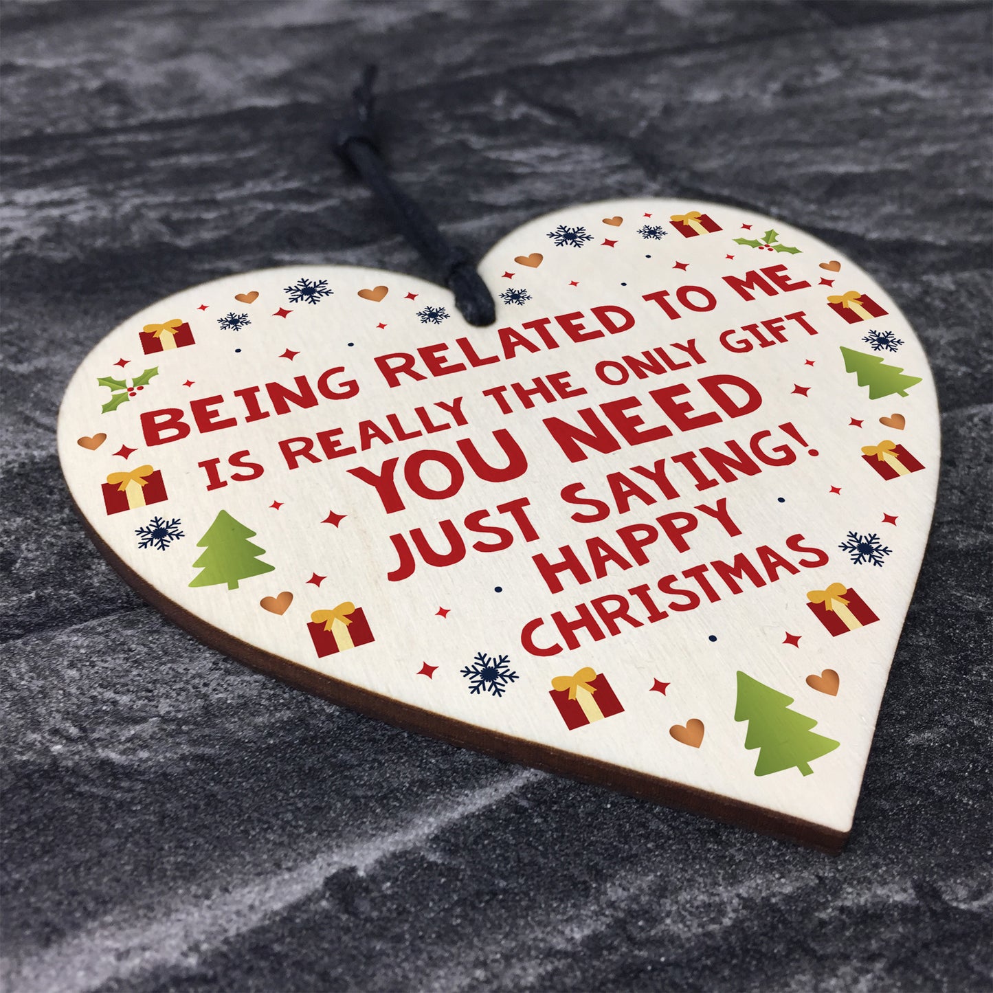 Christmas Gift For Mum Dad Brother Sister Wood Heart Xmas Gift