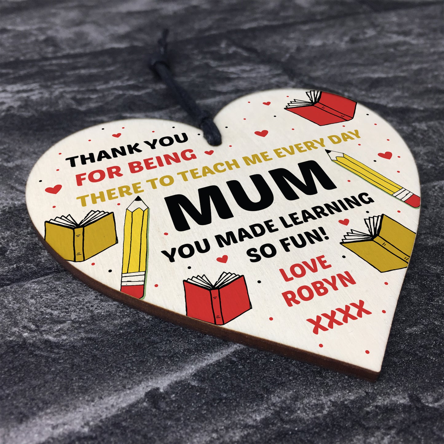 Personalised Thank You Gift For Mum Wood Heart Teacher Gifts