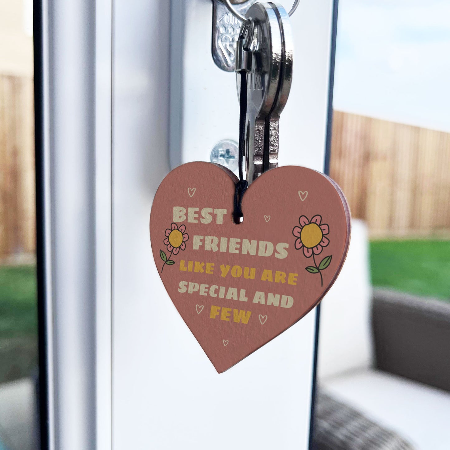 Novelty Best Friend Wood Heart Keyring Friendship Gifts