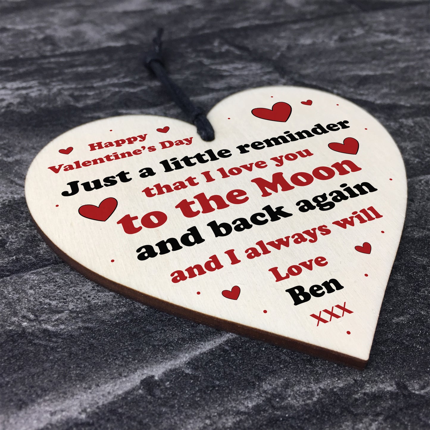 Personalised Valentines Day Gift For Girlfriend Wife Wood Heart