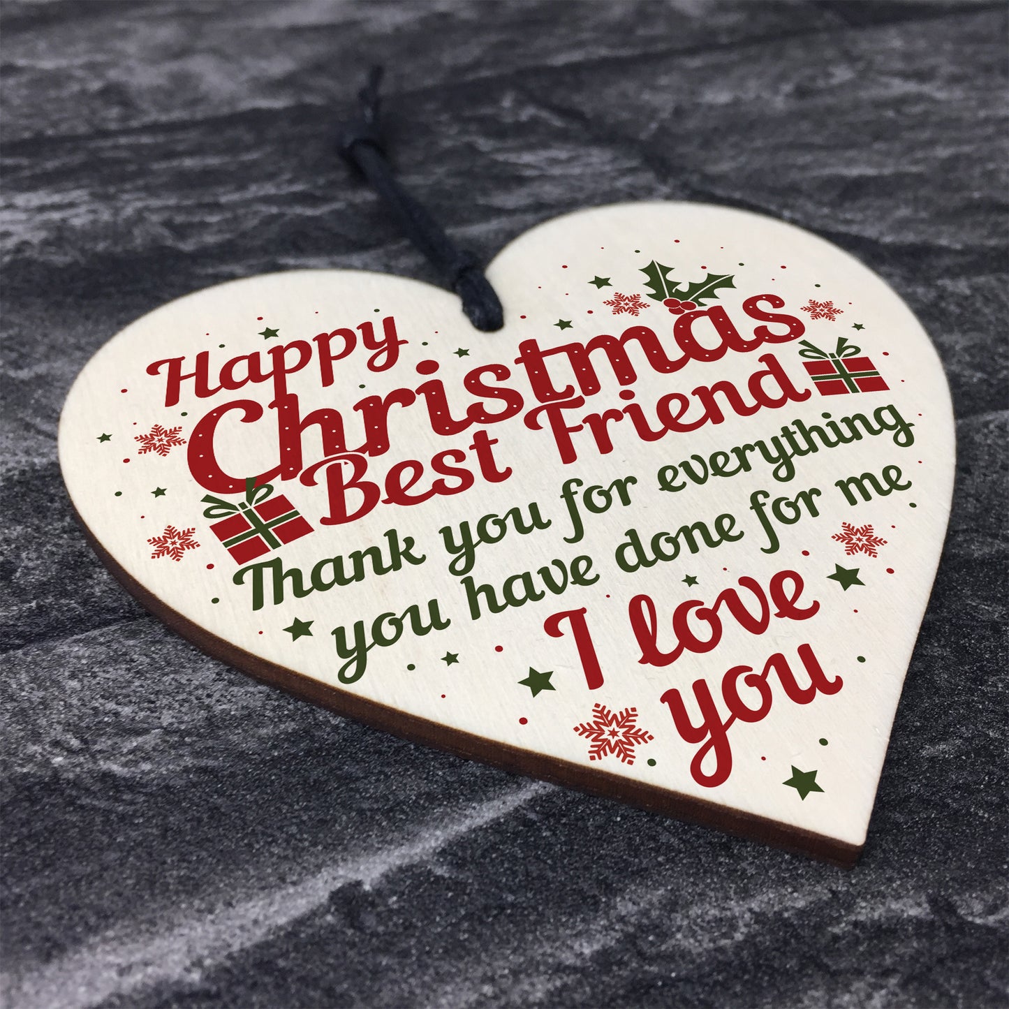Best Friend Christmas Card Gifts Friendship Friend Wooden Heart