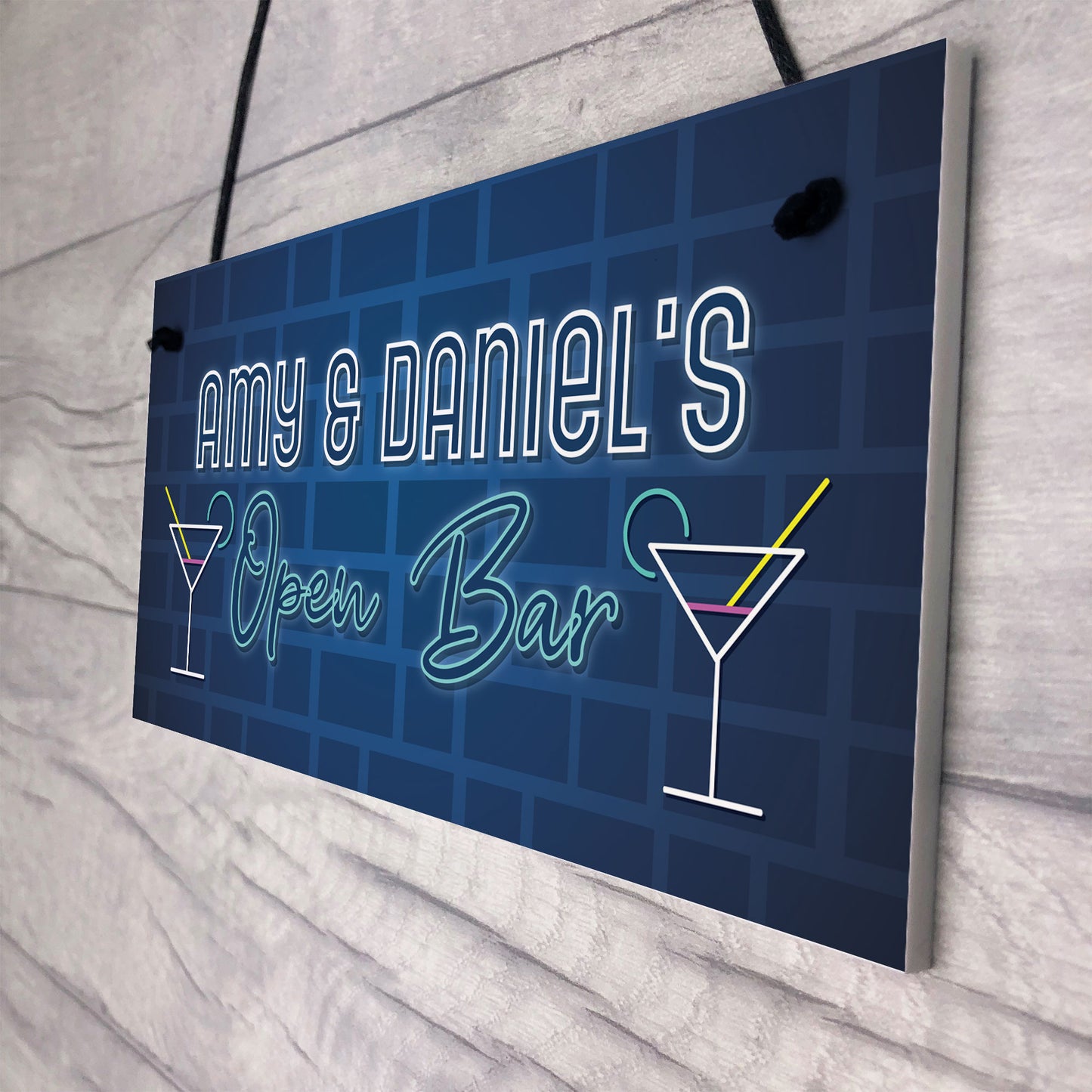 Personalised Home Bar Decor Sign Novelty Open Bar Plaque