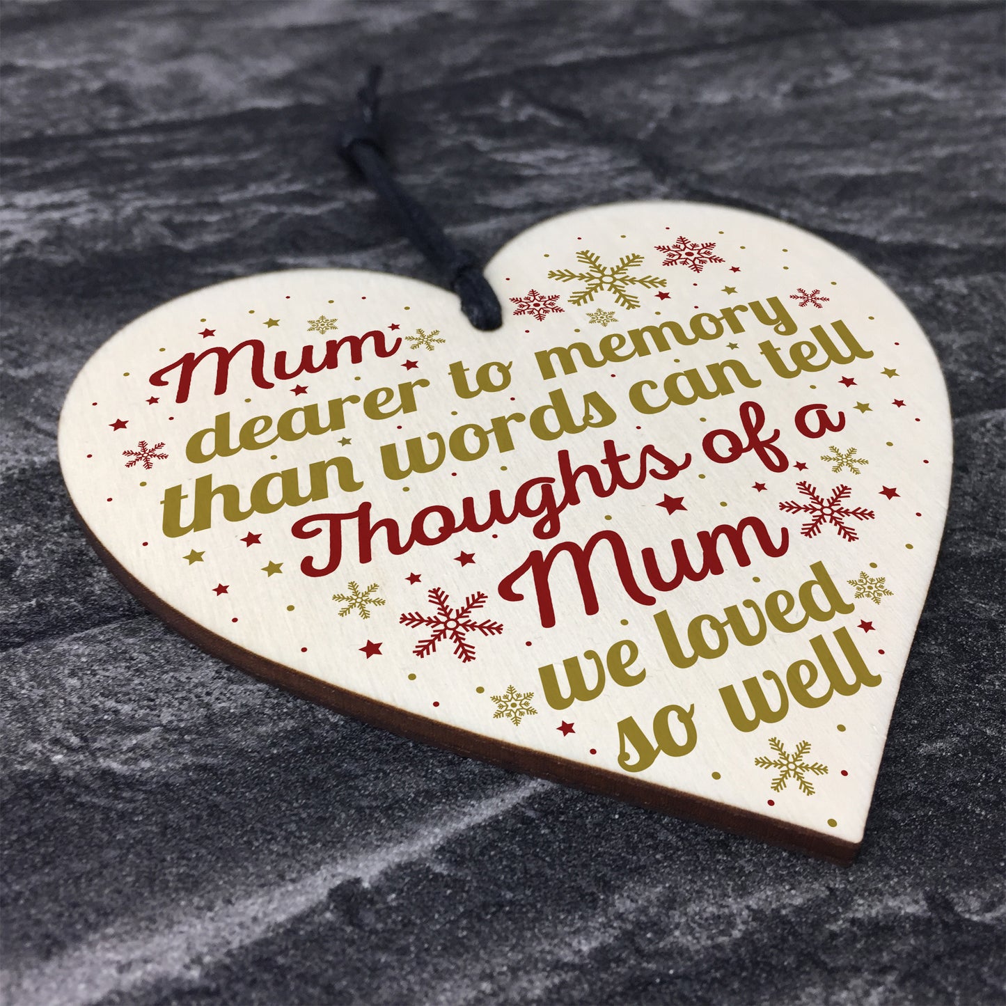 Mum Memorial Christmas Tree Bauble Grave Wooden Hanging Heart