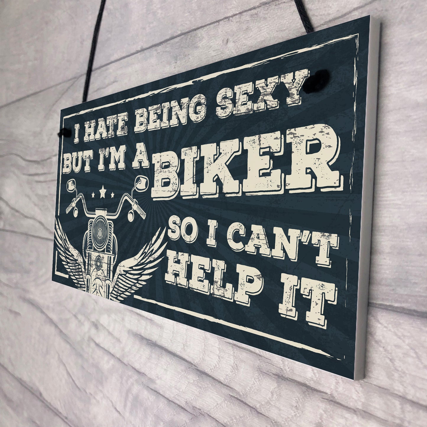 Motorbike Biker Hanging Plaque Man Cave Sign Gift For Men Dad