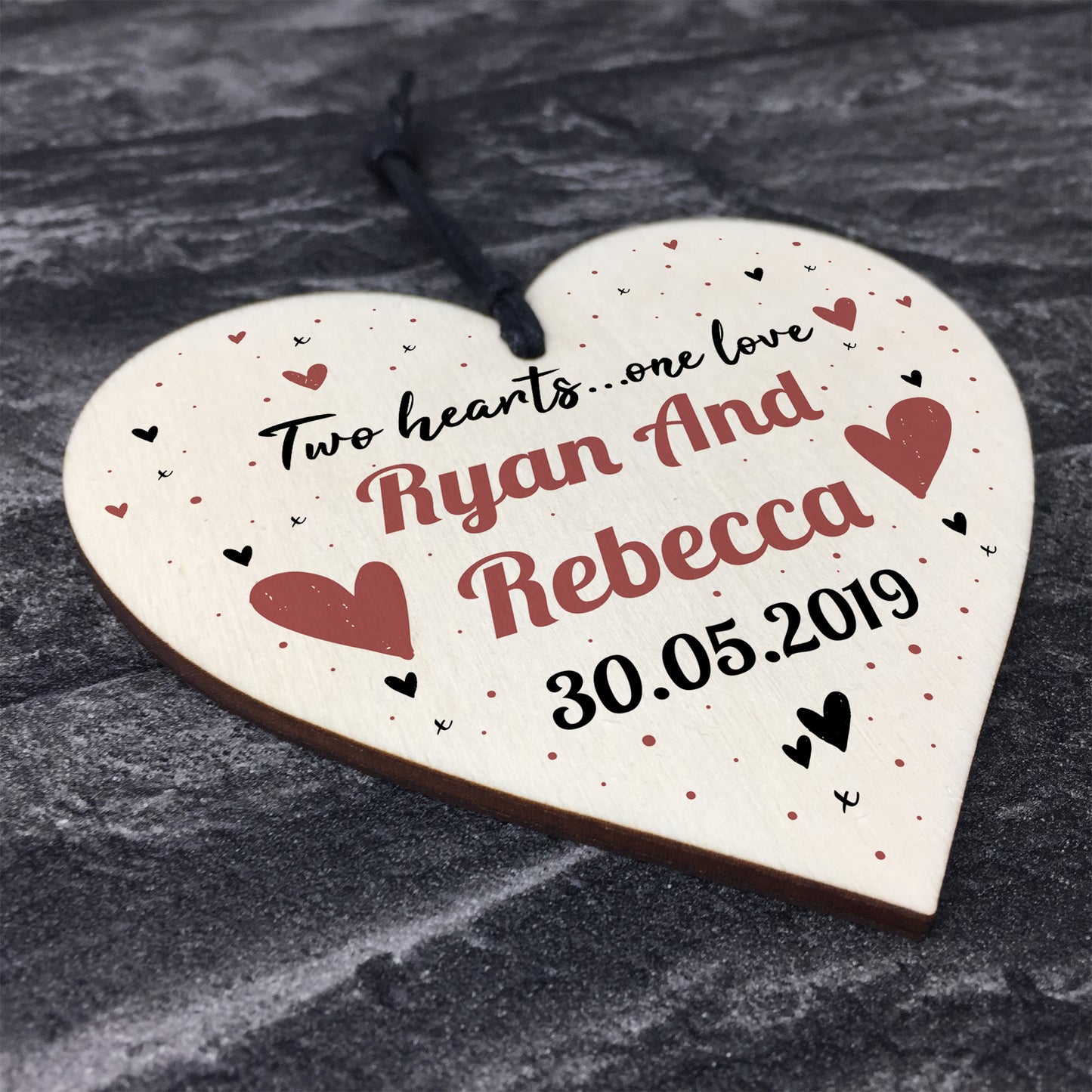 Engagement Gift Personalised Wood Heart Plaque Anniversary Gift