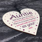 Birthday Mothers Day Gift For Auntie Sister Wood Heart Thank You