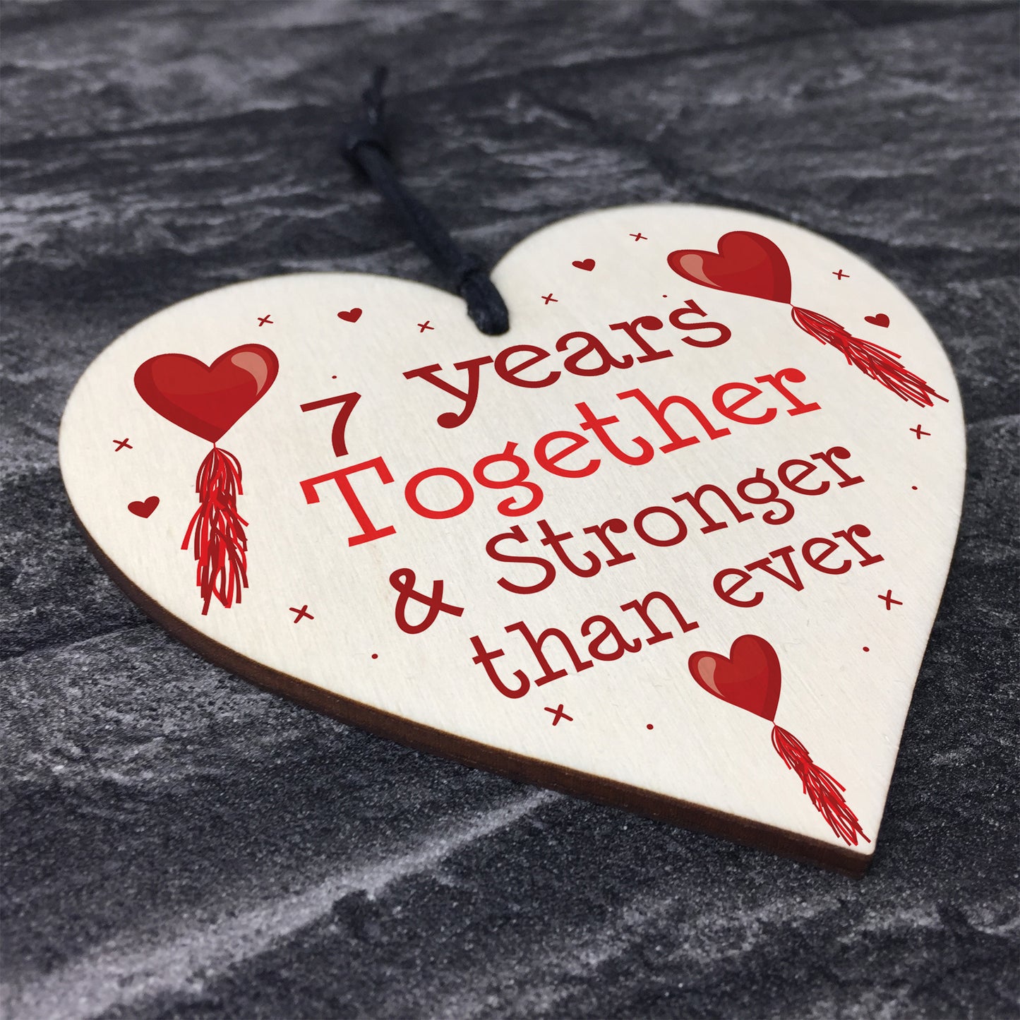 7th Anniversary Gift Wood Heart Perfect Gift For Husband Wife