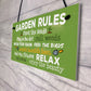 Garden Rules Relax Novelty Plaques SummerHouse Sign Garden