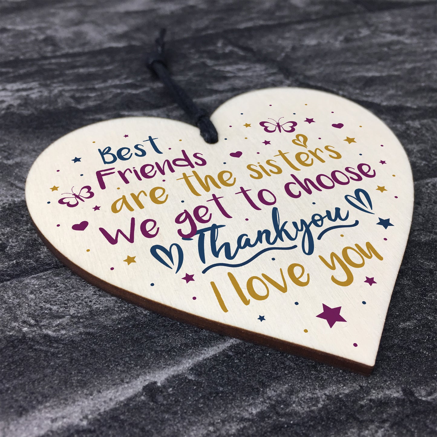 Best Friend Sister Friendship Gifts Wooden Heart Birthday Plaque