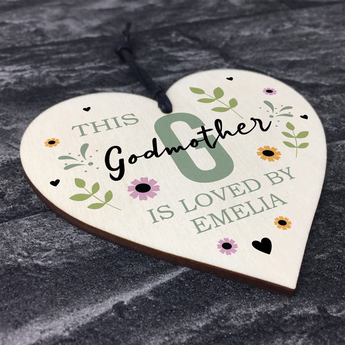 Personalised Mothers Day Birthday Gift For Godmother Wood Heart