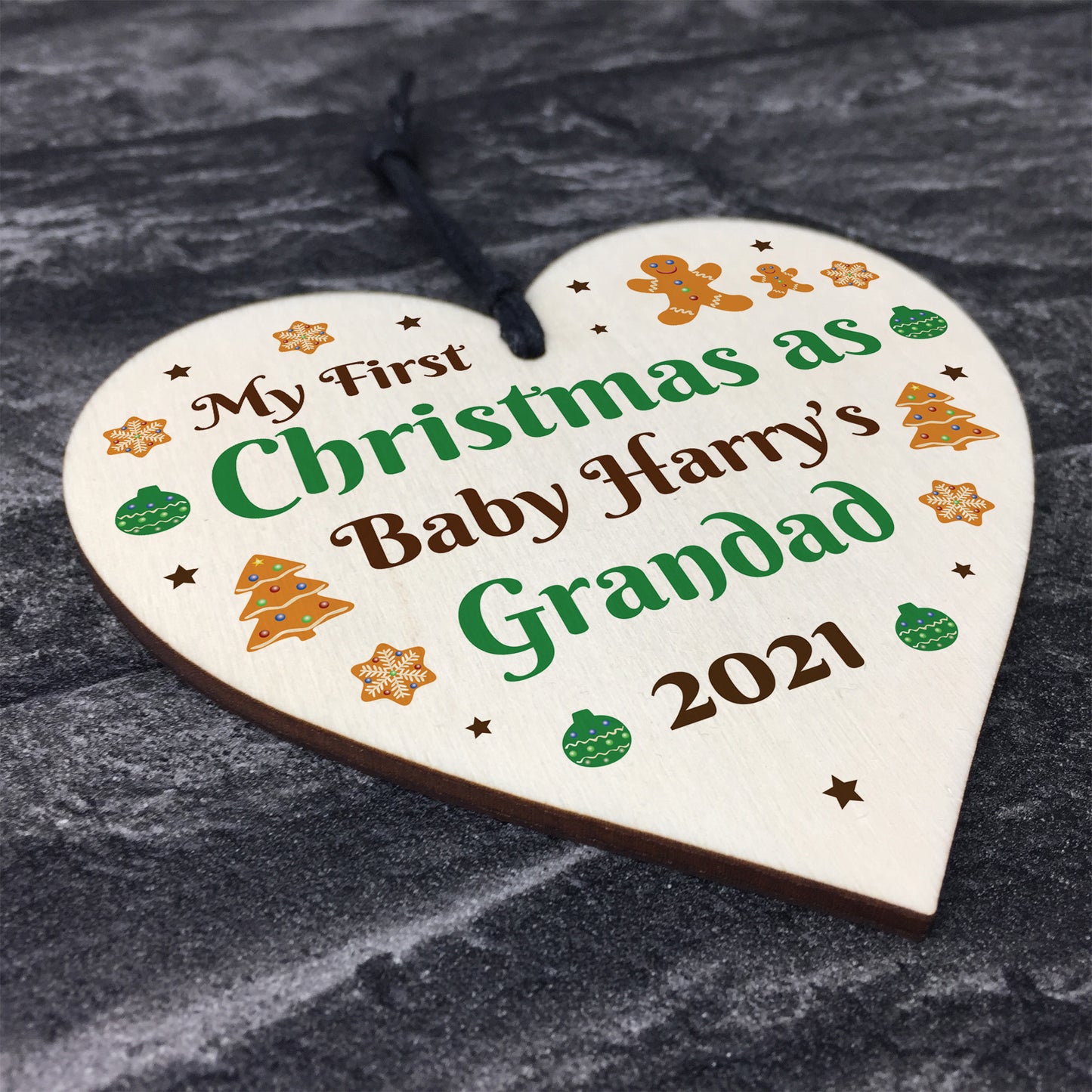 First Christmas As A Grandad Wood Tree Decoration Newborn Gifts