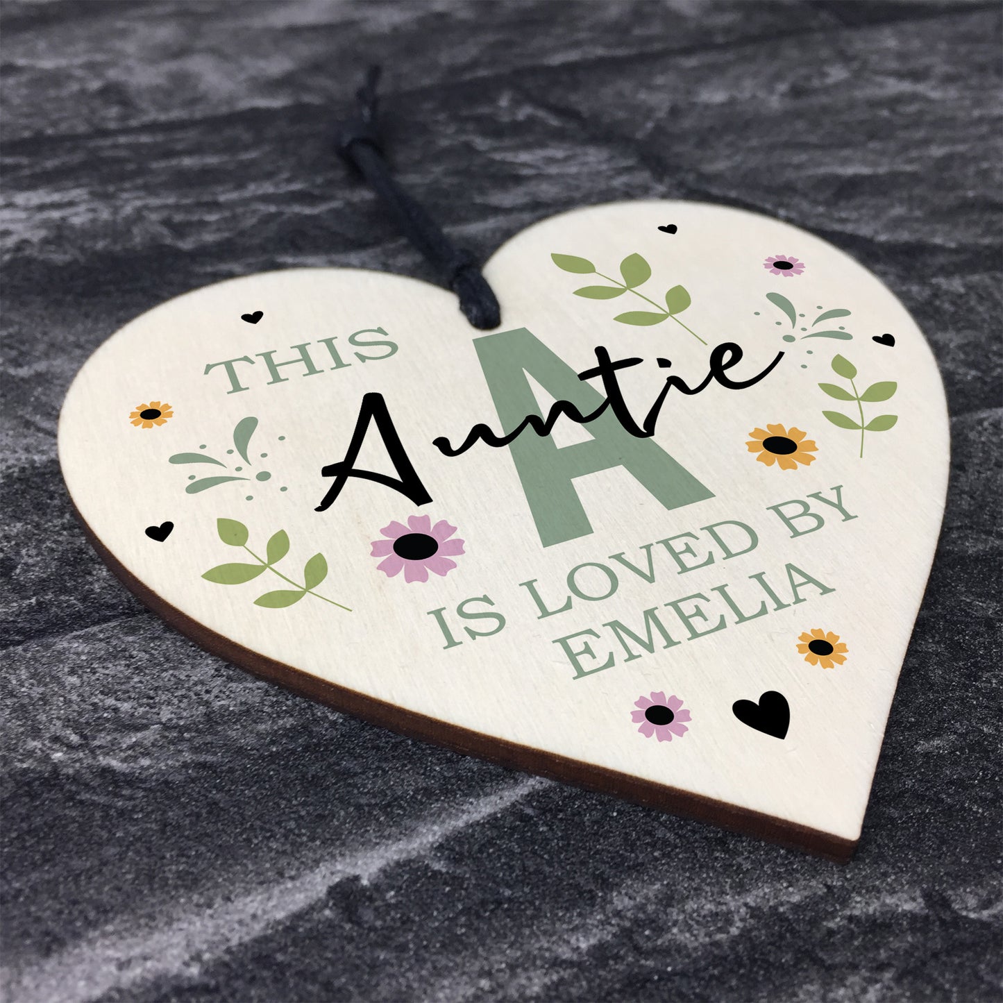 Personalised Mothers Day Birthday Gift For Auntie Wood Heart