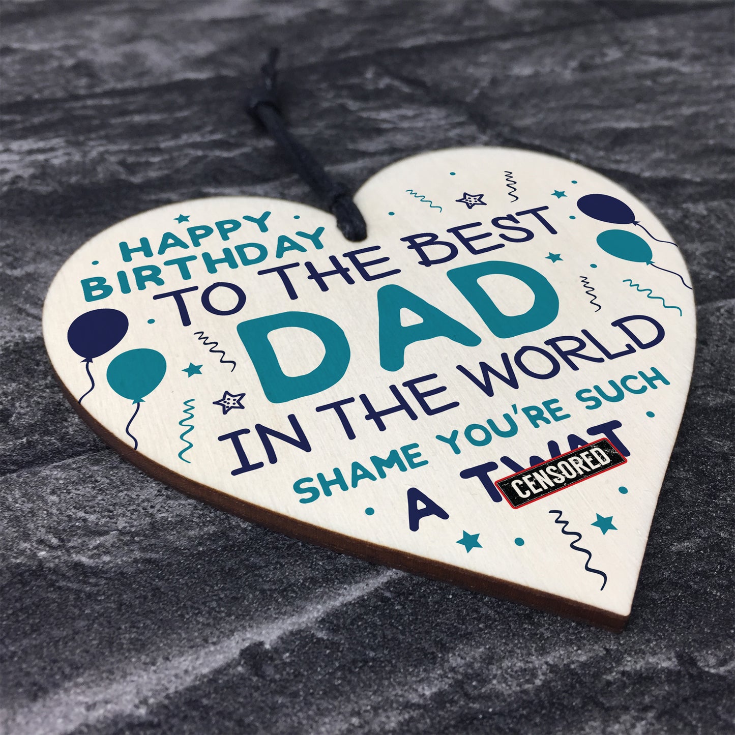 Funny Happy Birthday Gift For Dad Wood Heart Dad Birthday Card