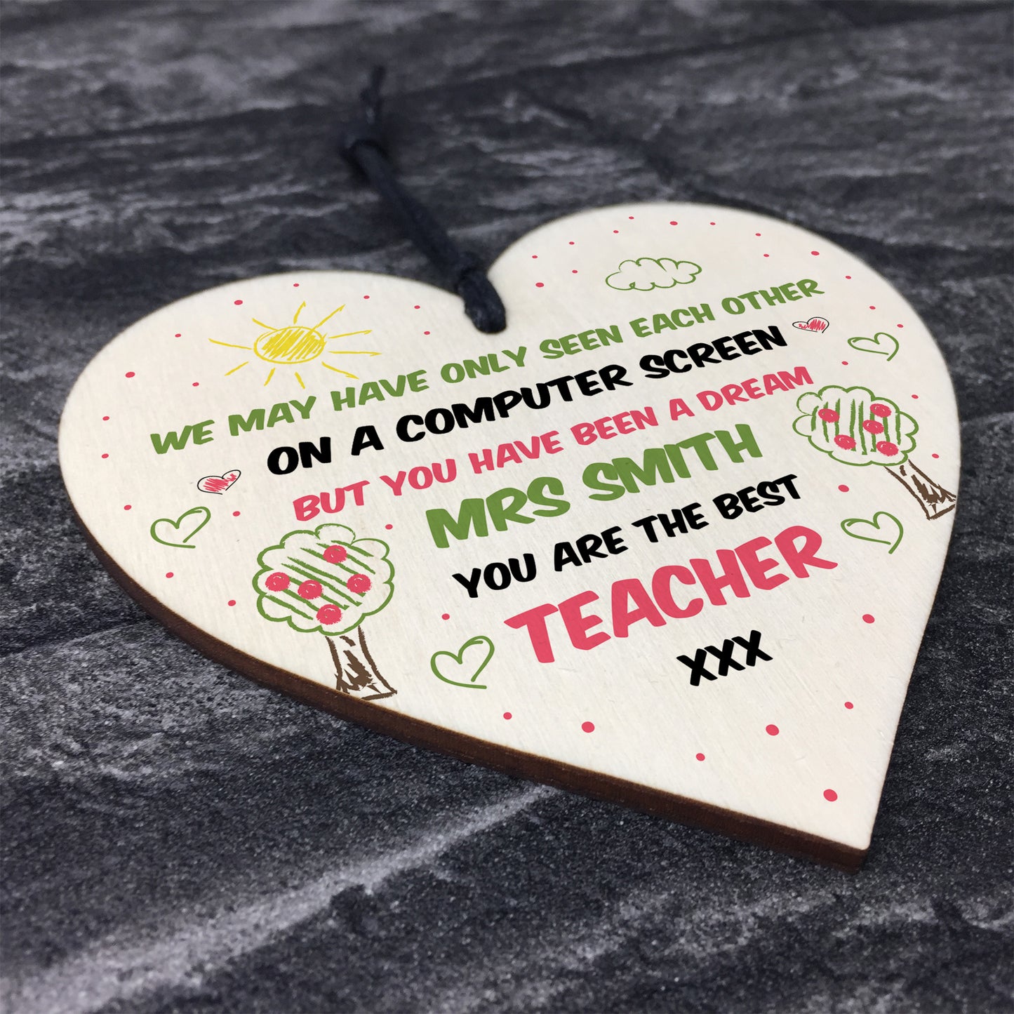 Best Teacher Gift In Lockdown Wood Heart Personalised Thank You