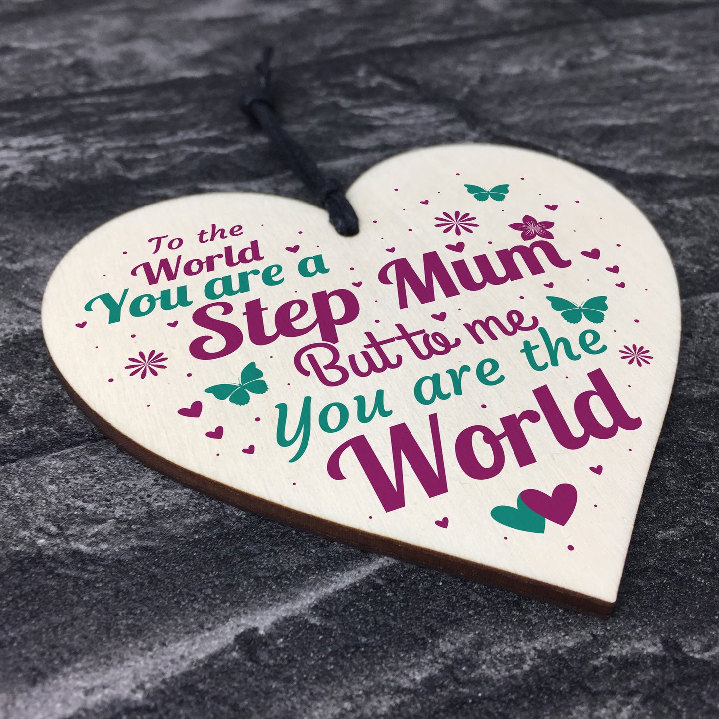 THANK YOU Step Mum Daughter Mum Mummy Gifts Wooden Heart