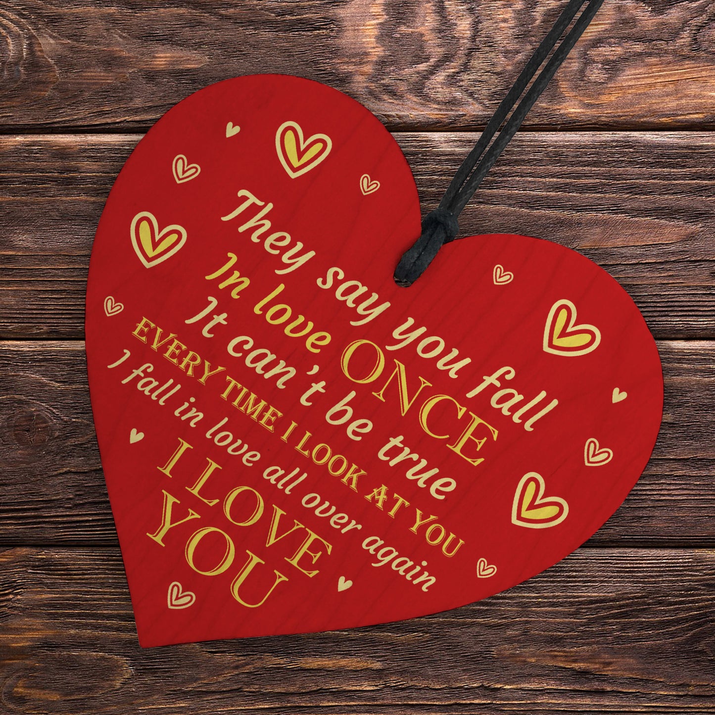 Anniversary Card Gift For Him Or Her WOOD HEART Husband And Wife