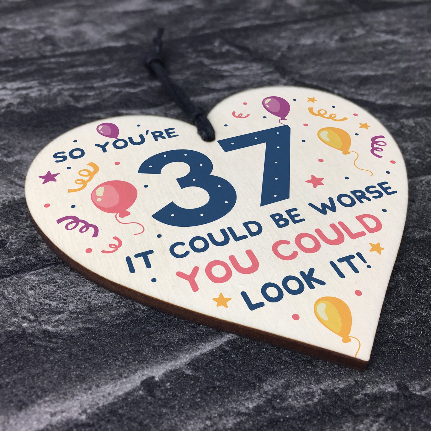 Novelty 37th Birthday Gifts Wood Heart Sign Funny Present