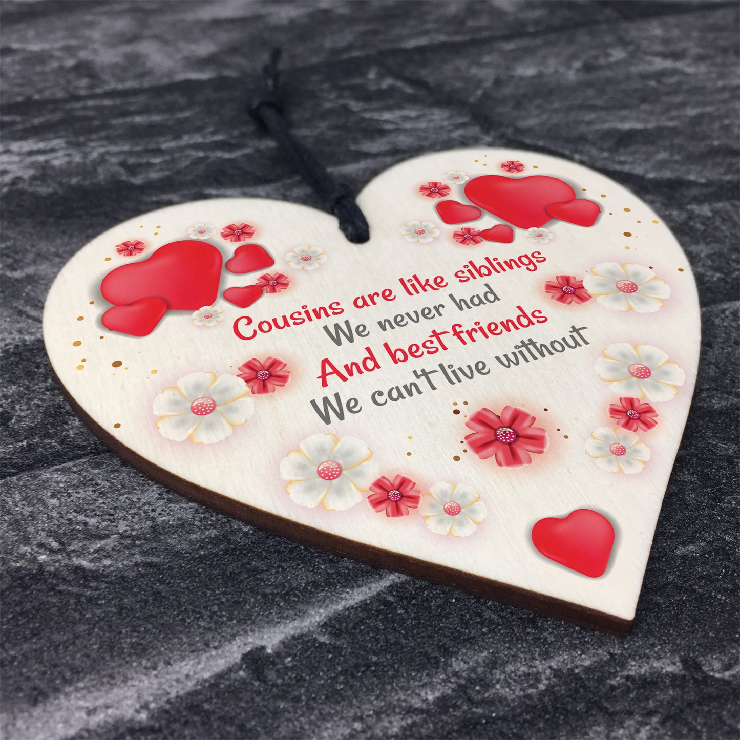 Gift For Cousin Birthday Christmas Wood Heart Best Friend Gift