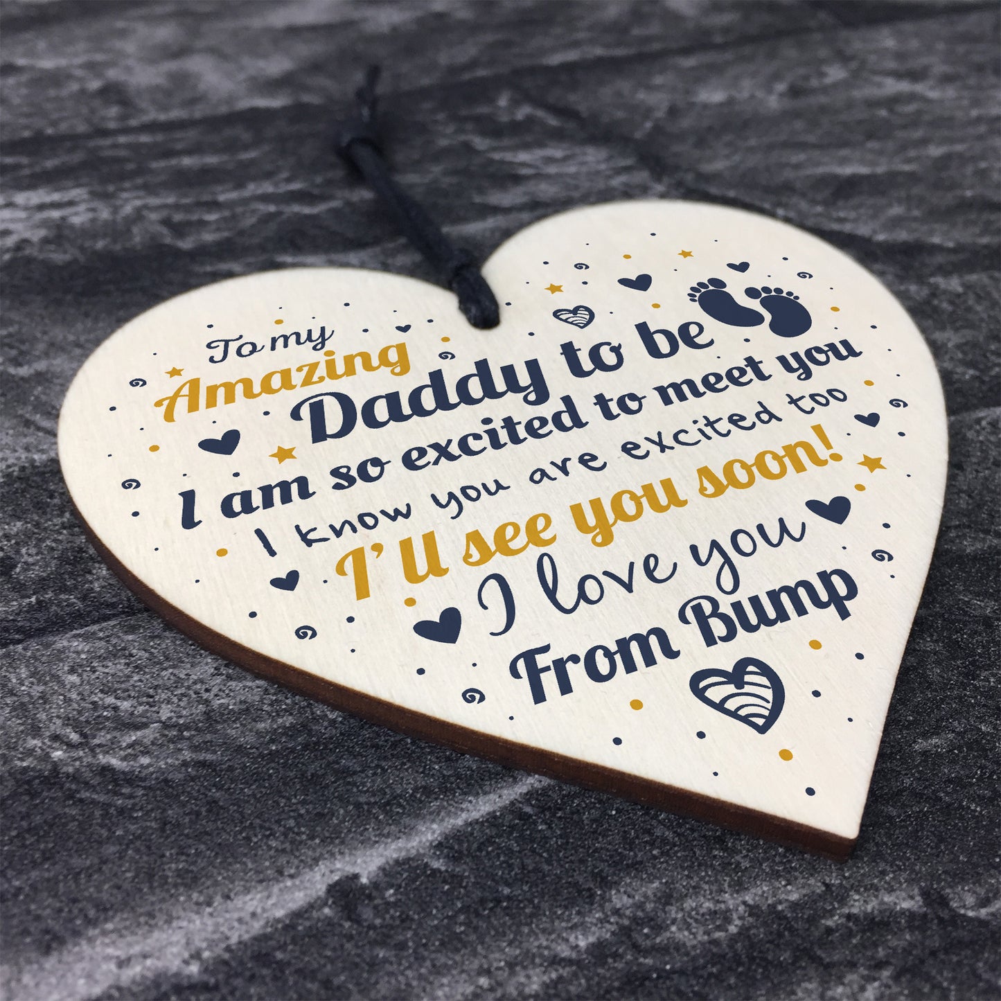 Dad Daddy To Be Gift Funny Novelty Wooden Heart Baby Shower Gift