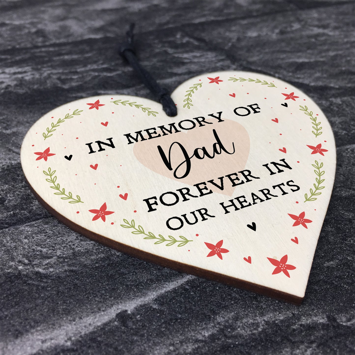 Memorial Plaque Personalised Gift For Mum Dad Wood Heart Xmas