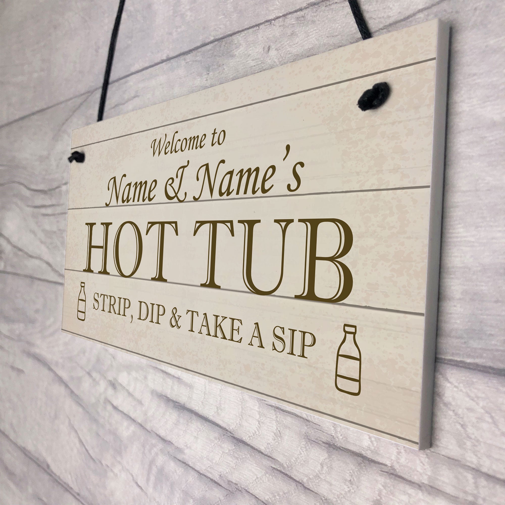 Targa Decorativa In Metallo Welcome To The Hot Tub Bar - Cartello Retrò 10x40 Cm Per Esterni E Interni