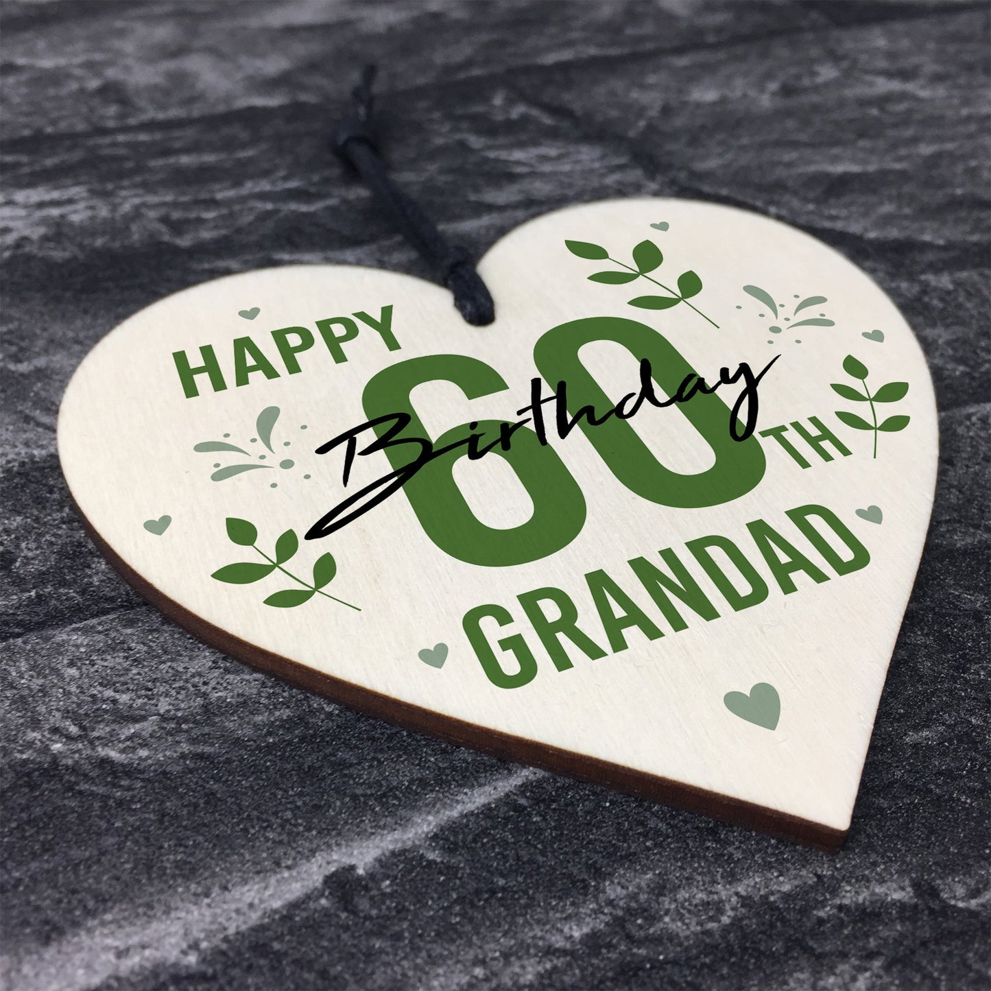 Personalised 40th 50th 60th Birthday Gift For Grandad Wood Heart