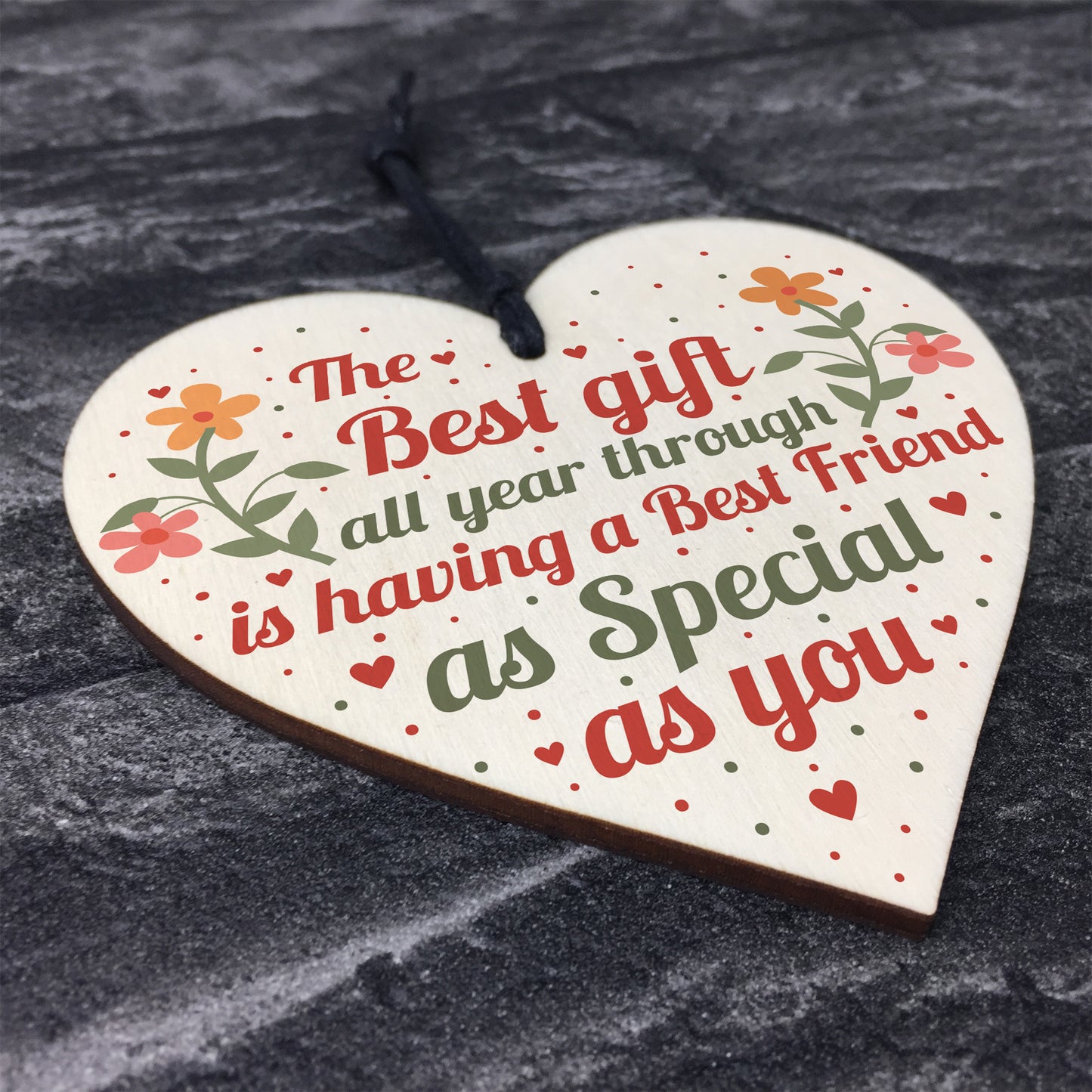 Best Friend Friendship Plaque Thank You Gift Wood Heart Keepsake