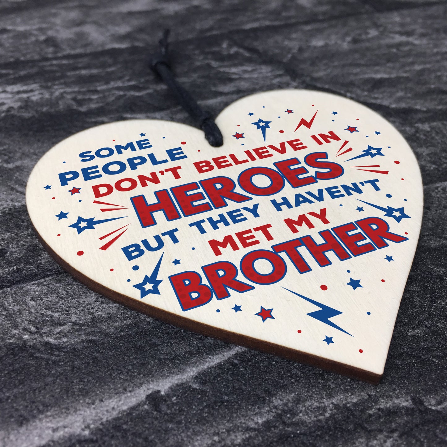 HERO BROTHER Gift For Birthday Christmas Wooden Heart Plaque