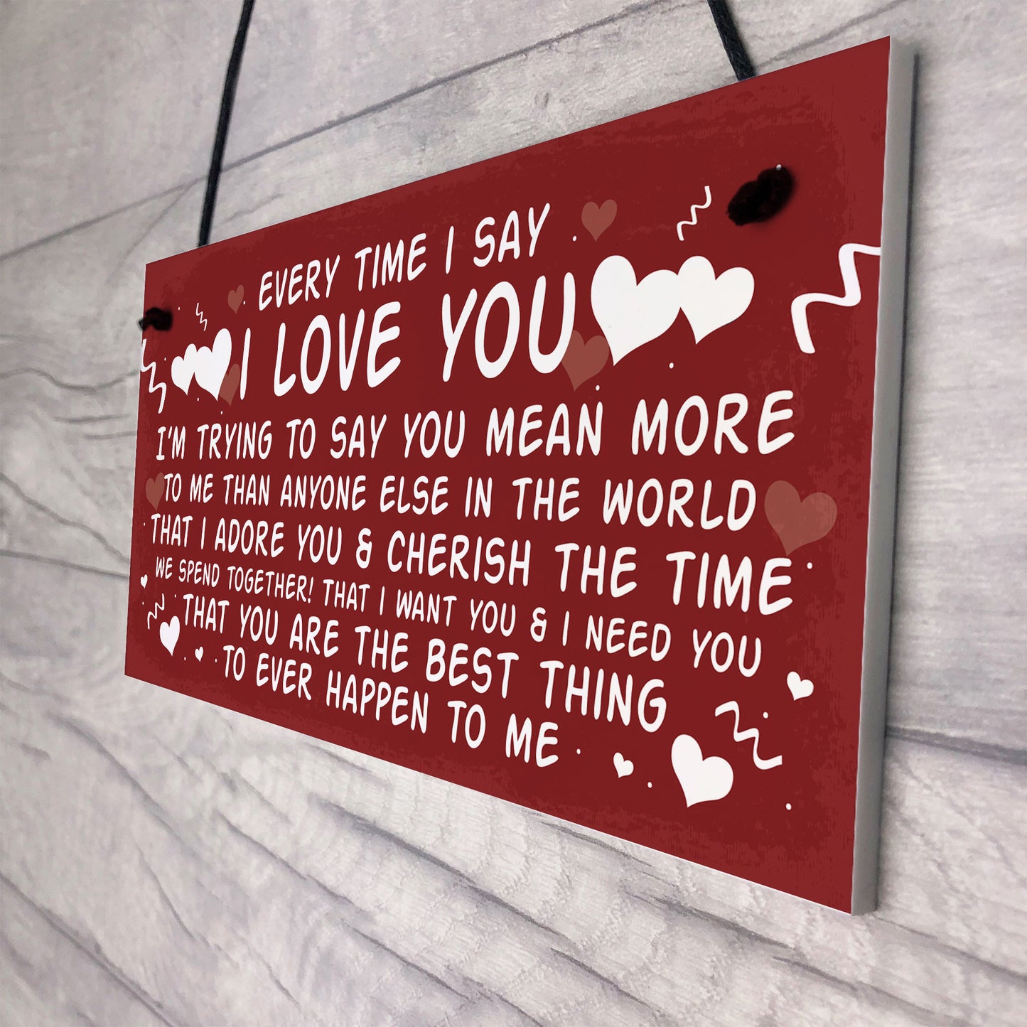 Love You Plaque Hanging Plaque Anniversary Valentines Day Gift