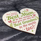Cute Mother's Day Gift Card Wooden Heart Mum Gifts Best Grandma
