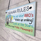 Caravan Rules Novelty Hanging Plaque Outdoor Garden Sign Gift