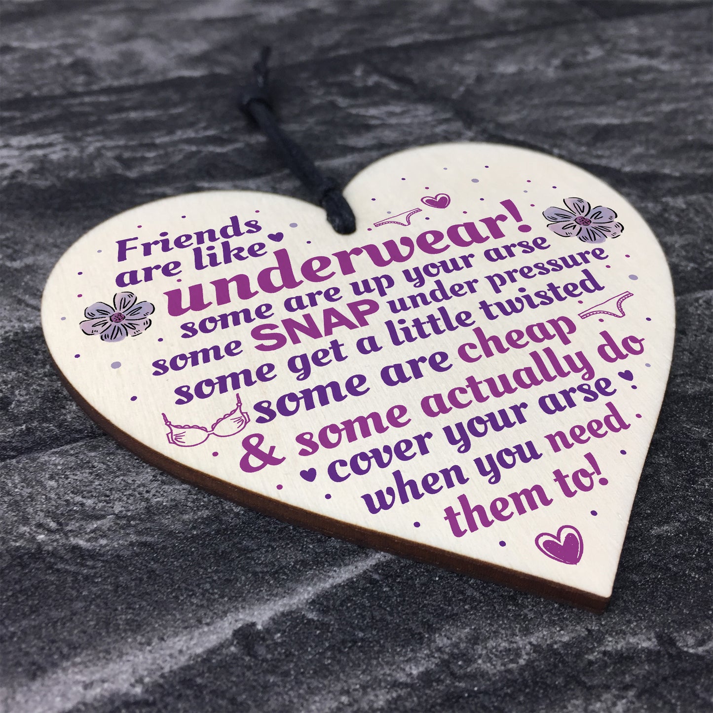 Novelty Handmade Friendship Gift Funny Wood Heart Sign Birthday