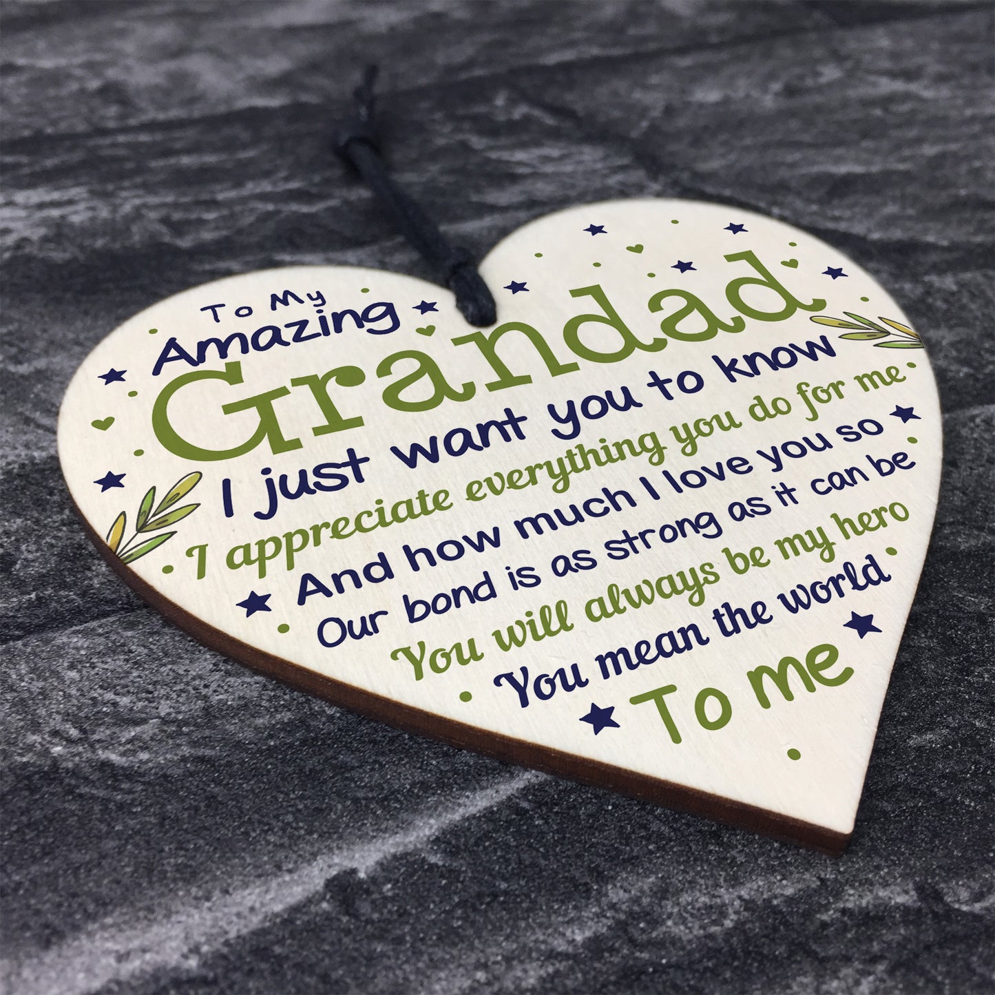 Cute Grandad Birthday Christmas Wood Heart Gifts From Grandchild