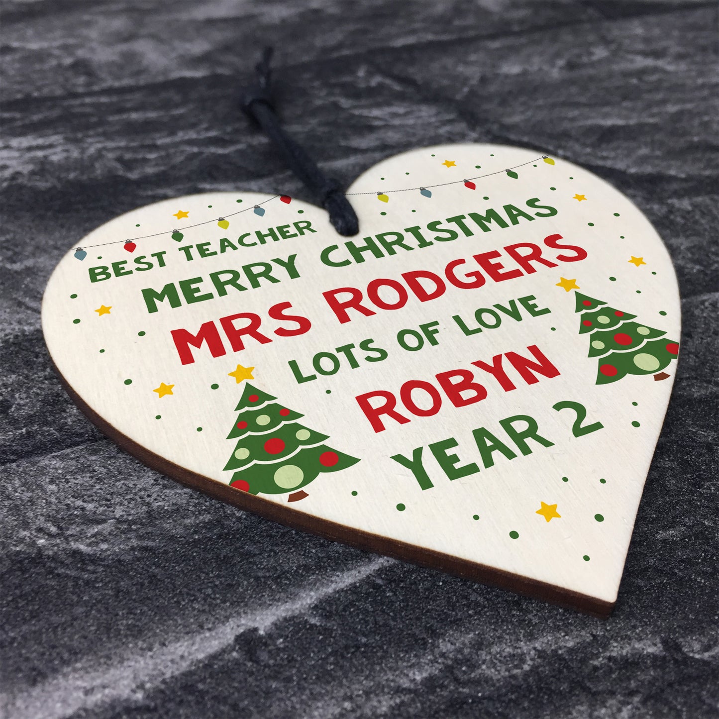 Merry Christmas Teacher Hanging Heart Teacher Gift Thank You