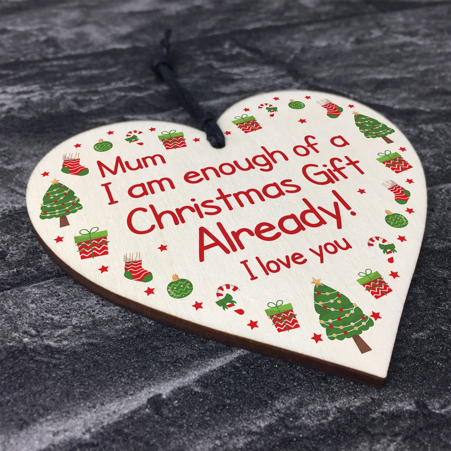 Funny Mum Christmas Gift From Daughter Son Novelty Wood Heart