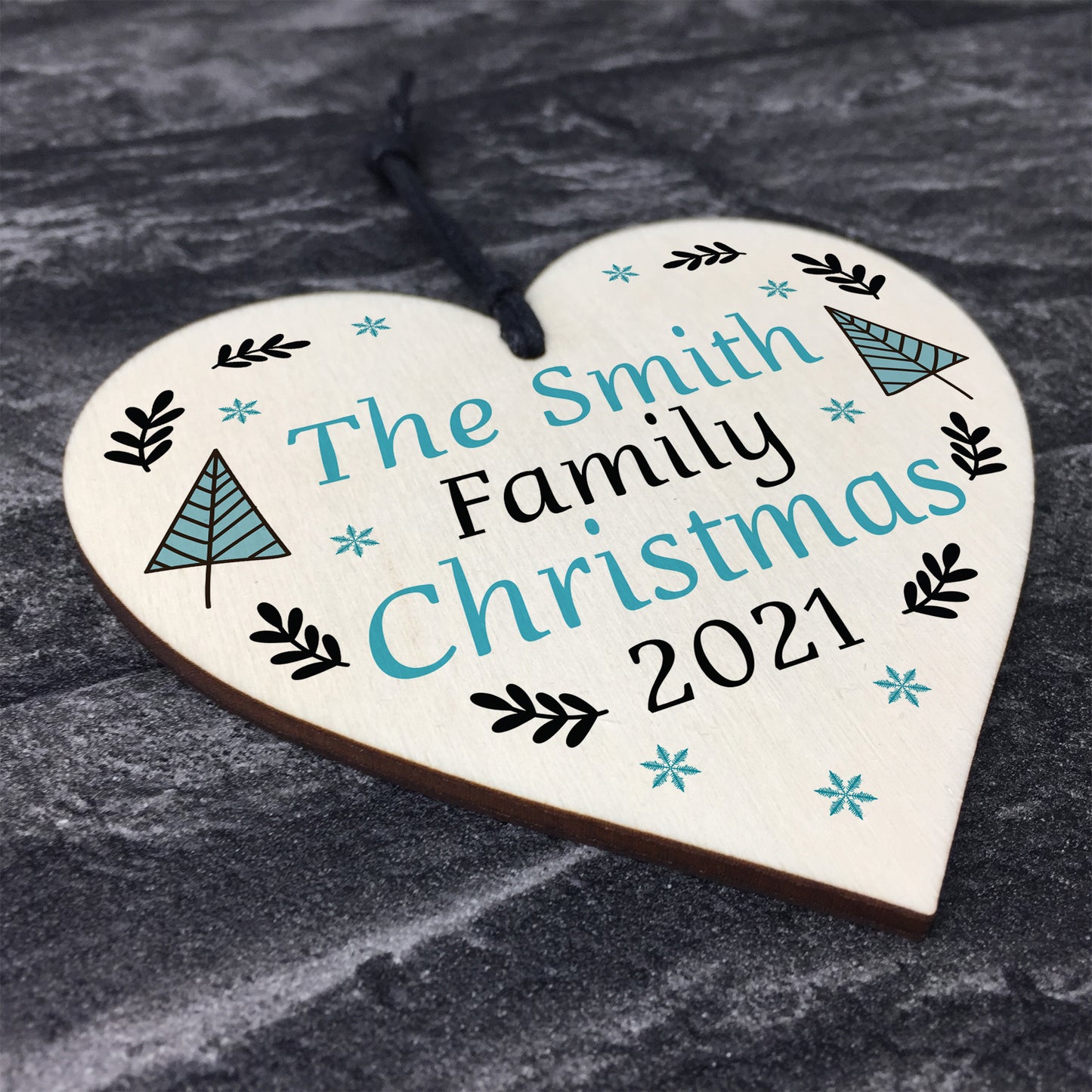 Family Tree Decoration SURNAME Personalised Wood Heart