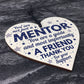 Mentor Thank You Wood Heart Plaque Gift For Teacher Coach Tutor