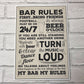Bar Rules Hanging Plaque Alcohol Beer Pub Plaque Man Cave Sign